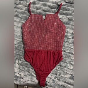 Rhinestone Burgundy Bodysuit!